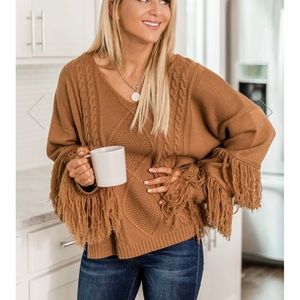 Brand new Pink Lily fringe sweater